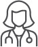 female doctor icon in black silhouette